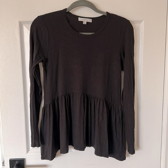 BUNDLE 3/$12 Black Long Sleeve Top with Peplum - Picture 1 of 6